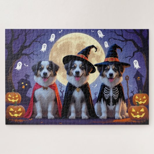 Puzzle Chiens de berger anatoliens Citrouille Halloween d (Horizontal)