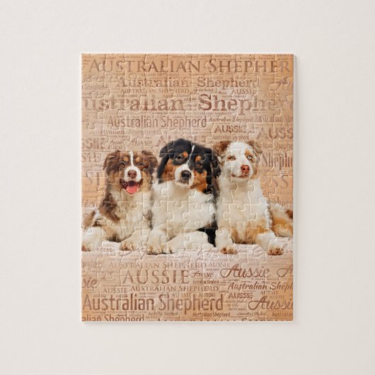 Puzzle Chiens de berger australiens sur le nuage 1 de mot (Vertical)
