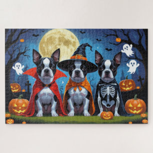 Puzzle Chiens de Boston Terrier Citrouille Halloween Funn