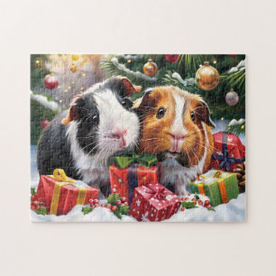 Puzzle Chiens de Guinée avec cadeaux de Noël