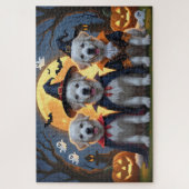 Puzzle Chiens des grandes Pyrénées Citrouille Halloween d (Vertical)
