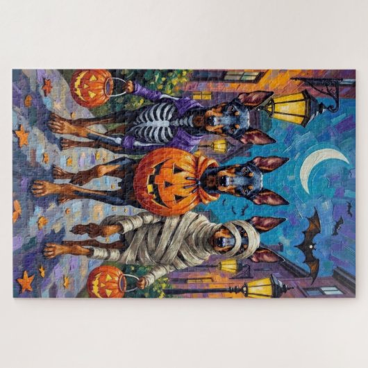 Puzzle Chiens Doberman Trick or Treating Halloween Costum (Horizontal)