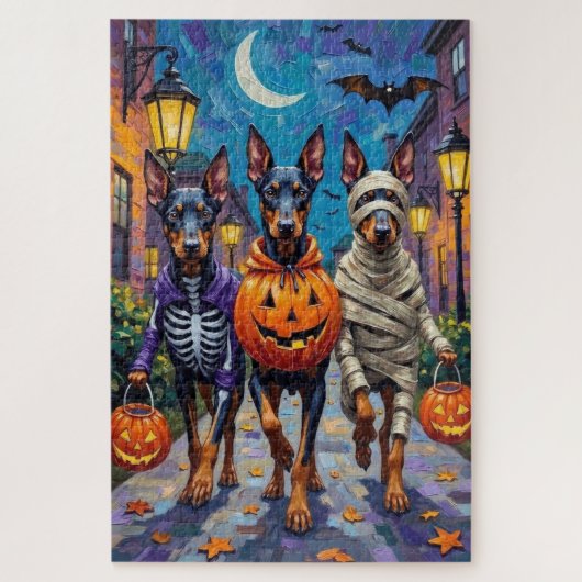 Puzzle Chiens Doberman Trick or Treating Halloween Costum (Vertical)