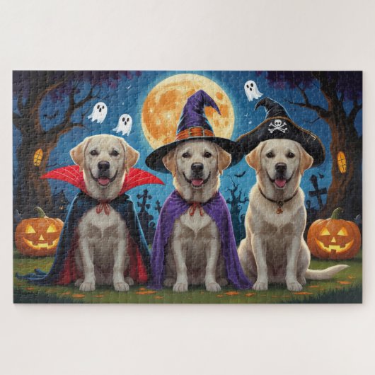 Puzzle Chiens du Labrador Citrouille Halloween Funny (Horizontal)
