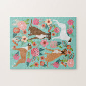 Puzzle Chiens en boîte Floral (Horizontal)