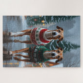 Puzzle Chiens Greyhound Noël Neige Fêtes (Horizontal)