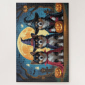 Puzzle Chiens lapons finlandais Citrouille Halloween drôl (Vertical)