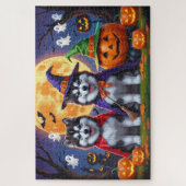 Puzzle Chiens malamuts de l'Alaska Citrouille Halloween d (Vertical)