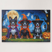 Puzzle Chiens Malinois belges Citrouille Halloween Funny (Horizontal)