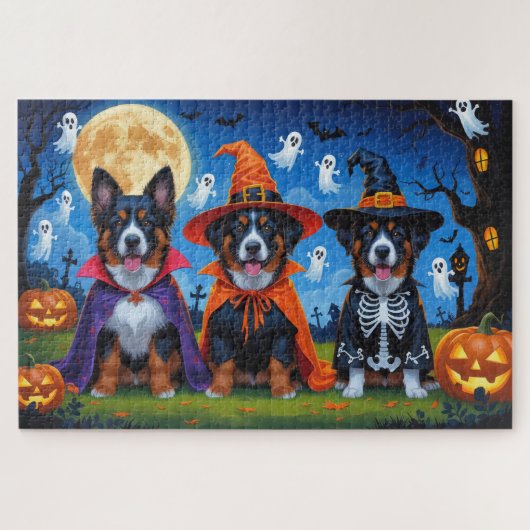 Puzzle Chiens Malinois belges Citrouille Halloween Funny (Horizontal)