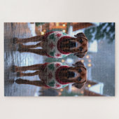 Puzzle Chiens Rhodesian Ridgeback Noël Neige Fêtes (Horizontal)