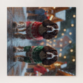 Puzzle Chiens Springer Spaniel Noël Neige Vacances (Horizontal)