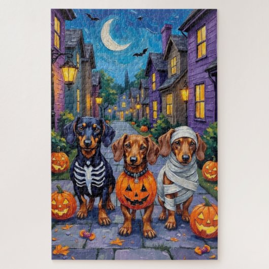 Puzzle Chiens teckel faisant un tour de maisons pour Hall (Vertical)