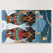 Puzzle Chiens Teckel Noël Neige Fêtes (Horizontal)