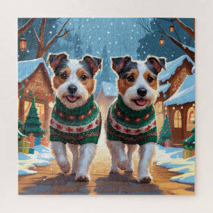 Puzzle Chiens Terrier Australien Noël Neige Fêtes