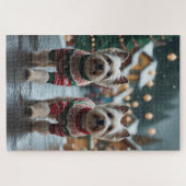 Puzzle Chiens Terrier Tibétain Noël Neige Fêtes (Horizontal)