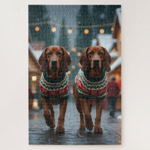 Puzzle Chiens Treeing Walker Coonhound Noël Neige