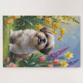 Puzzle Chih Tzu Fleurs de printemps de Chien Peinture (Horizontal)
