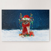 Puzzle Chihuahua chien avec cadeaux de Noël (Horizontal)