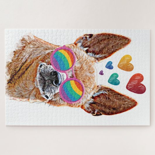 Puzzle Chihuahua Chien avec Coeurs Saint Valentin (Horizontal)