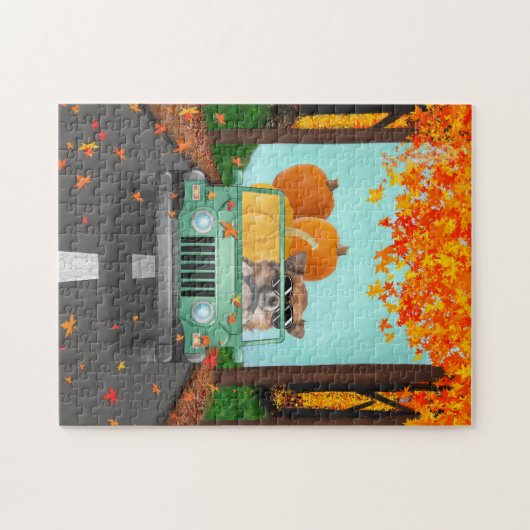 Puzzle Chihuahua Chien Citrouille d'automne (Horizontal)