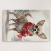 Puzzle Chihuahua Chien dans Noël de neige (Horizontal)