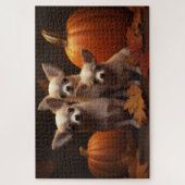 Puzzle Chihuahua Chiot Automne Citrouille de plaisir (Vertical)