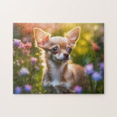 Puzzle Chihuahua Chiuppy in Flower Field (Horizontal)