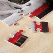 Puzzle Chihuahua de Noël dans une corbeille rouge (Côté)