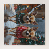 Puzzle Chihuahua Dogs Christmas Snow Holiday (Horizontal)