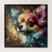 Puzzle Chihuahua en verre tendu vibrant abstrait (Vertical)