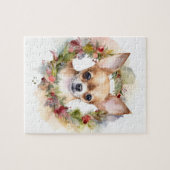 Puzzle Chihuahua Fête de la couronne de Noël Coupe (Horizontal)