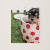 Puzzle Chihuahua noir chippy dans une tasse à tache rouge (Vertical)