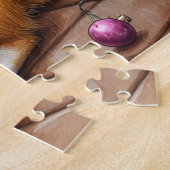 Puzzle Chihuahua Sitting Fireplace with Christmas Lights (Côté)
