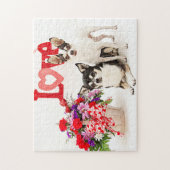 Puzzle Chihuahua's, Fleurs et Amour (Vertical)