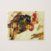 Puzzle Children Fun Sledding Vintage Winter Scene (Horizontal)