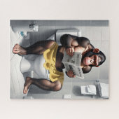 Puzzle Chimp Drôle Sur Toilettes (Horizontal)