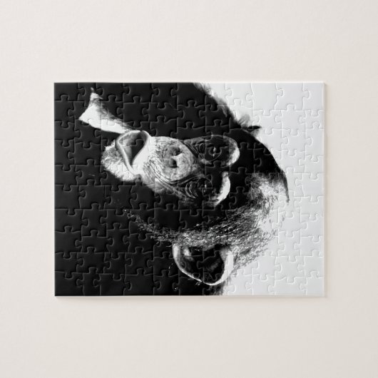 Puzzle Chimpanzé noir blanc (Horizontal)