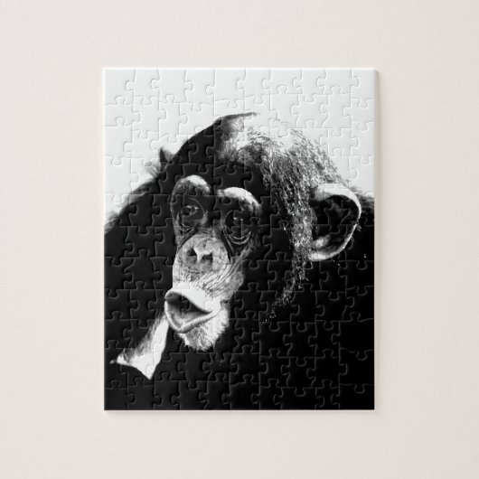 Puzzle Chimpanzé noir blanc (Vertical)