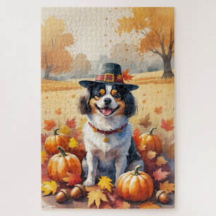 Puzzle Chin Japonais dans l'art de Thanksgiving aux feuil