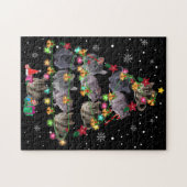 Puzzle Chinchilla sapin de Noël drôles rongeurs amoureux  (Horizontal)