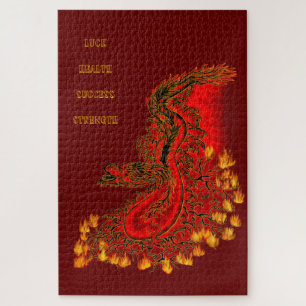 Puzzle Chine Dragon rouge et or design