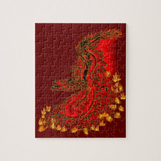 Puzzle Chine Dragon rouge et or design (Vertical)