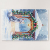 Puzzle Chinese Crested Snowy Gazebo Christmas Art (Horizontal)