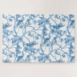 Puzzle Chinoiserie Bleu Blanc Oiseau Floral Influence asi<br><div class="desc">Design classique parfait pour la déco "Côte Grand-mère" tendance. Le design floral de style Chinoiserie Bleue et Blanche s'inspire de la poterie et de la mosaïque japonaise et chinoise. L'aquarelle a été peinte en acrylique par Audrey Jeanne Roberts,  artiste et designer de renommée internationale.</div>