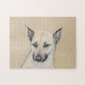Puzzle Chinook (Pointed Ears) Painting - Original Dog Art (Horizontal)