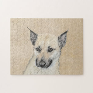 Puzzle Chinook (Pointed Ears) Painting - Original Dog Art