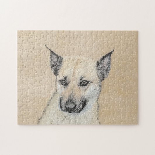 Puzzle Chinook (Pointed Ears) Painting - Original Dog Art (Horizontal)