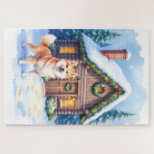 Puzzle Chinook Rustic Log Cabin Christmas Art (Horizontal)