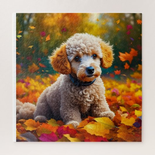 Puzzle Chiot de canicule d'abricot dans les feuilles d'au (Vertical)